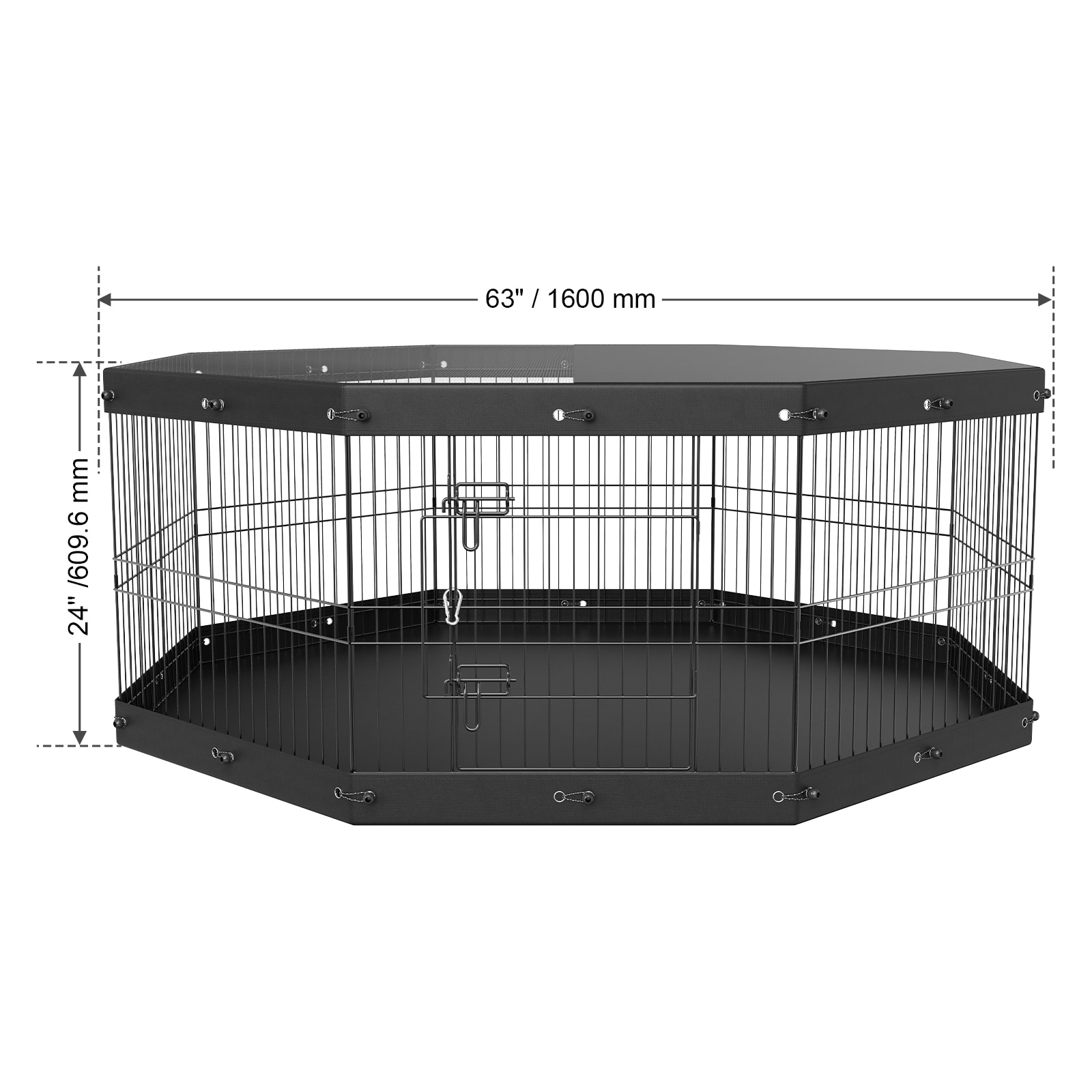 Dog Playpen, 8 Panels Foldable Metal Dog Exercise Pen With Top Cover And Bottom Pad, 24" H Pet Fence Puppy Crate Kennel, Indoor Outdoor Dog Pen For Small Medium Pets, For Camping, Yard_maomaolike.com